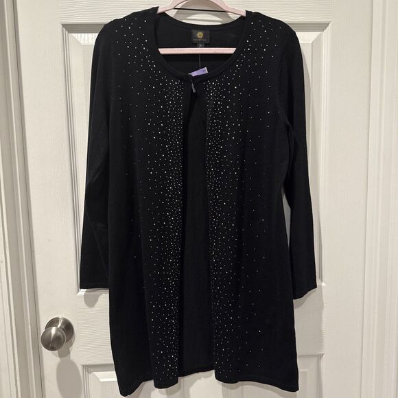 JM Collection Embellished Open Cardigan Sweater Rayon Blend - Picture 1 of 16